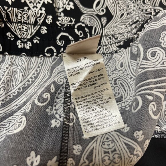 Chicos Paisley Tapered Ankle Pants Womens 2 US Large Black White Pull On - Picture 5 of 9